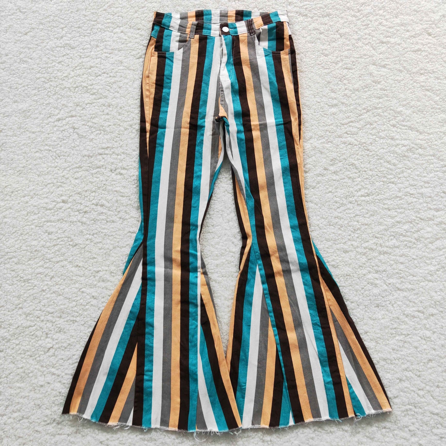 Adult blue stripes danim bell bottom jeans P0009