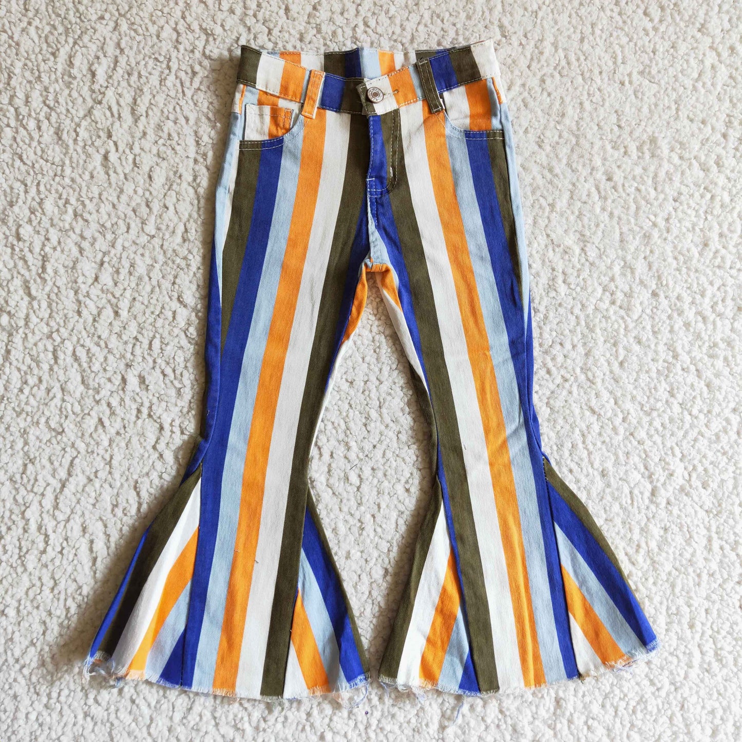 9 Colors Stripes Denim Bell Bottom Jeans Girls Pants Sisters Wear