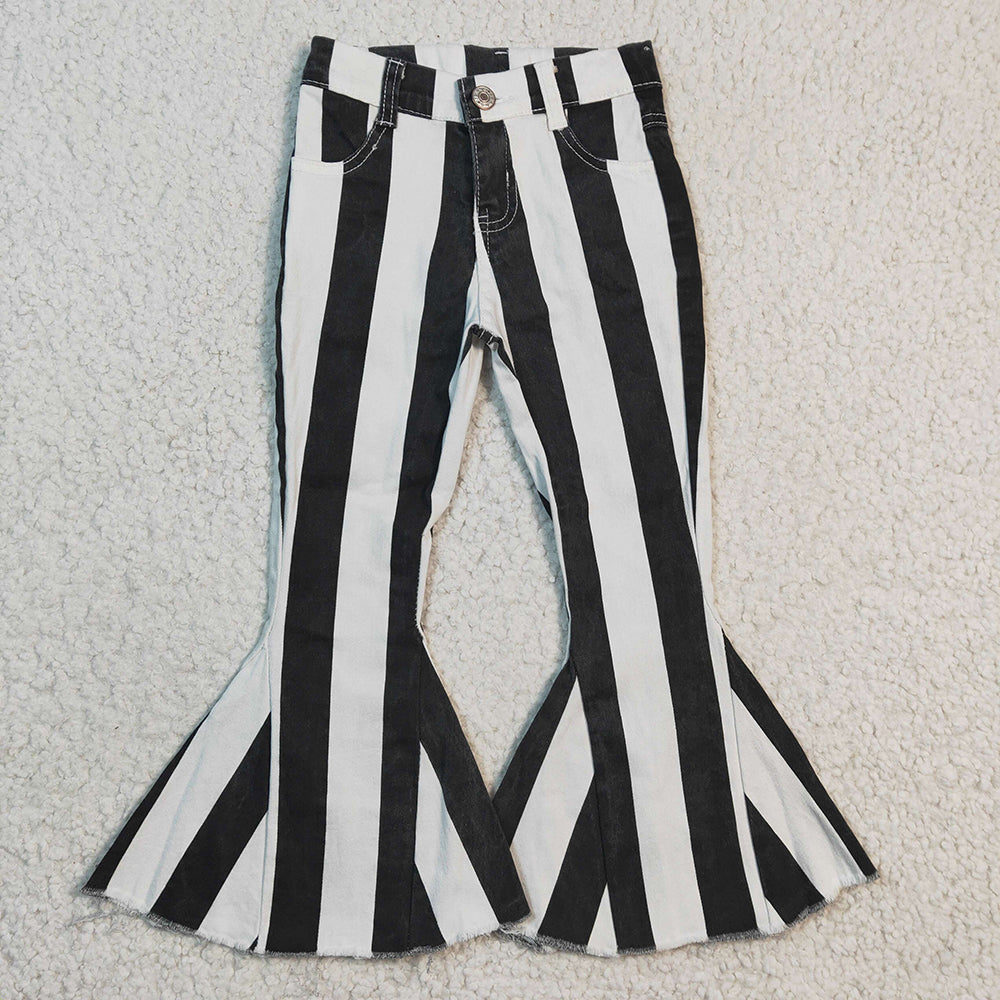 7 Colors Stripes Denim Bell Bottom Jeans Girls Pants Sisters Wear