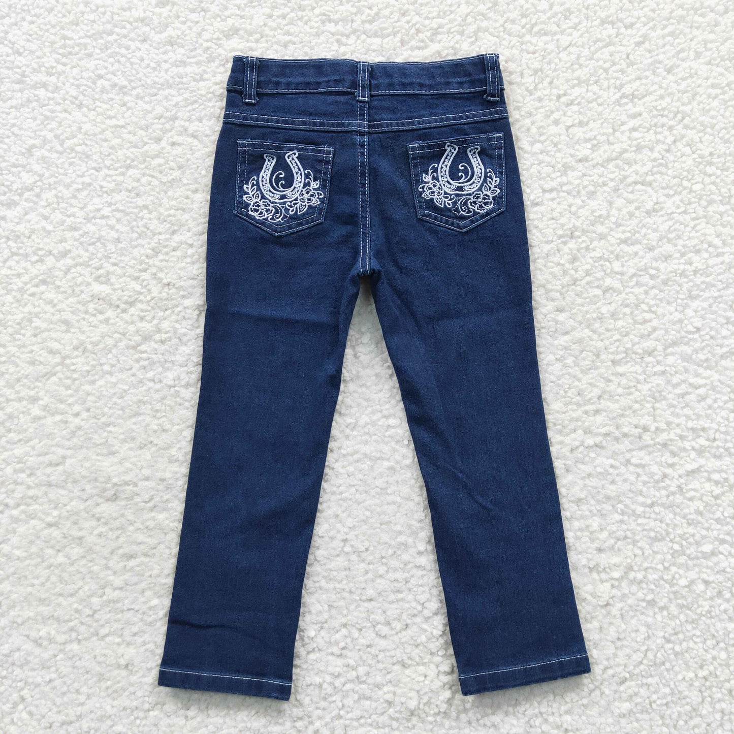 P0085 Girls Bleached Denim Rodeo Back Pockets Legging Pants Western Jeans