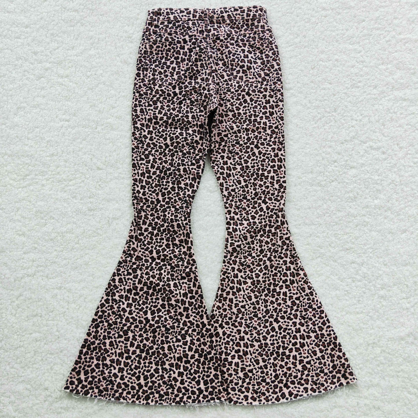 Adult denim leopard bell bottom jeans P0117