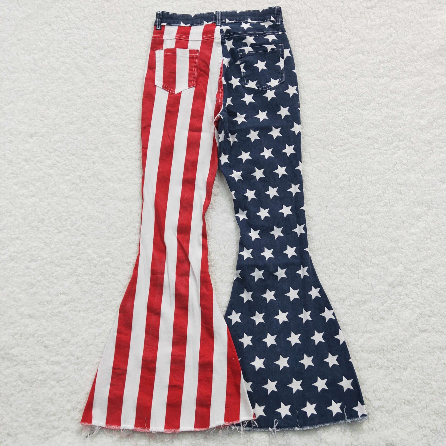 Mommy and Me Matching Jeans- Stars Red Stripes Denim Bell Bottom Pants