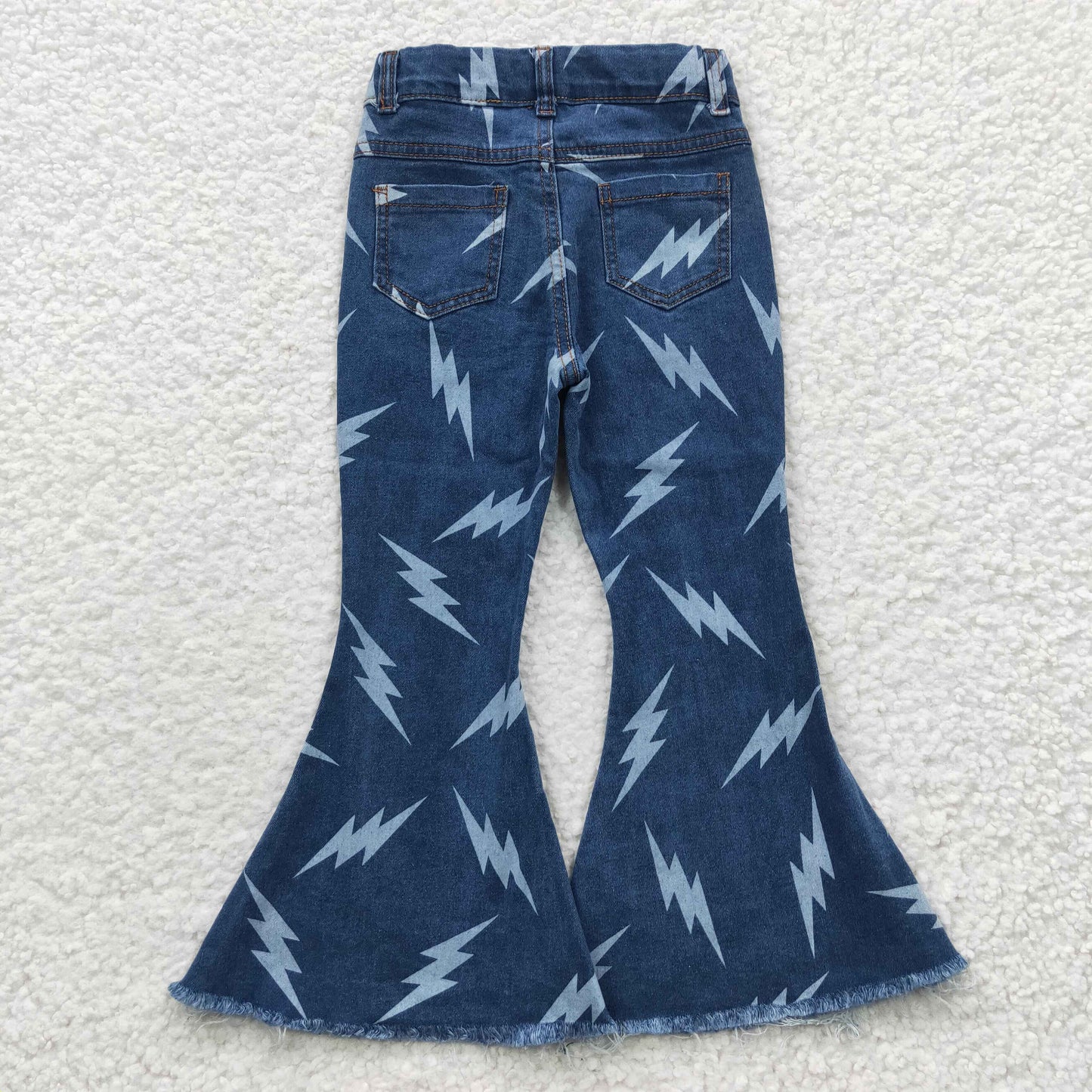 P0128 Girls Blue Flash Denim Bell Bottom Jeans