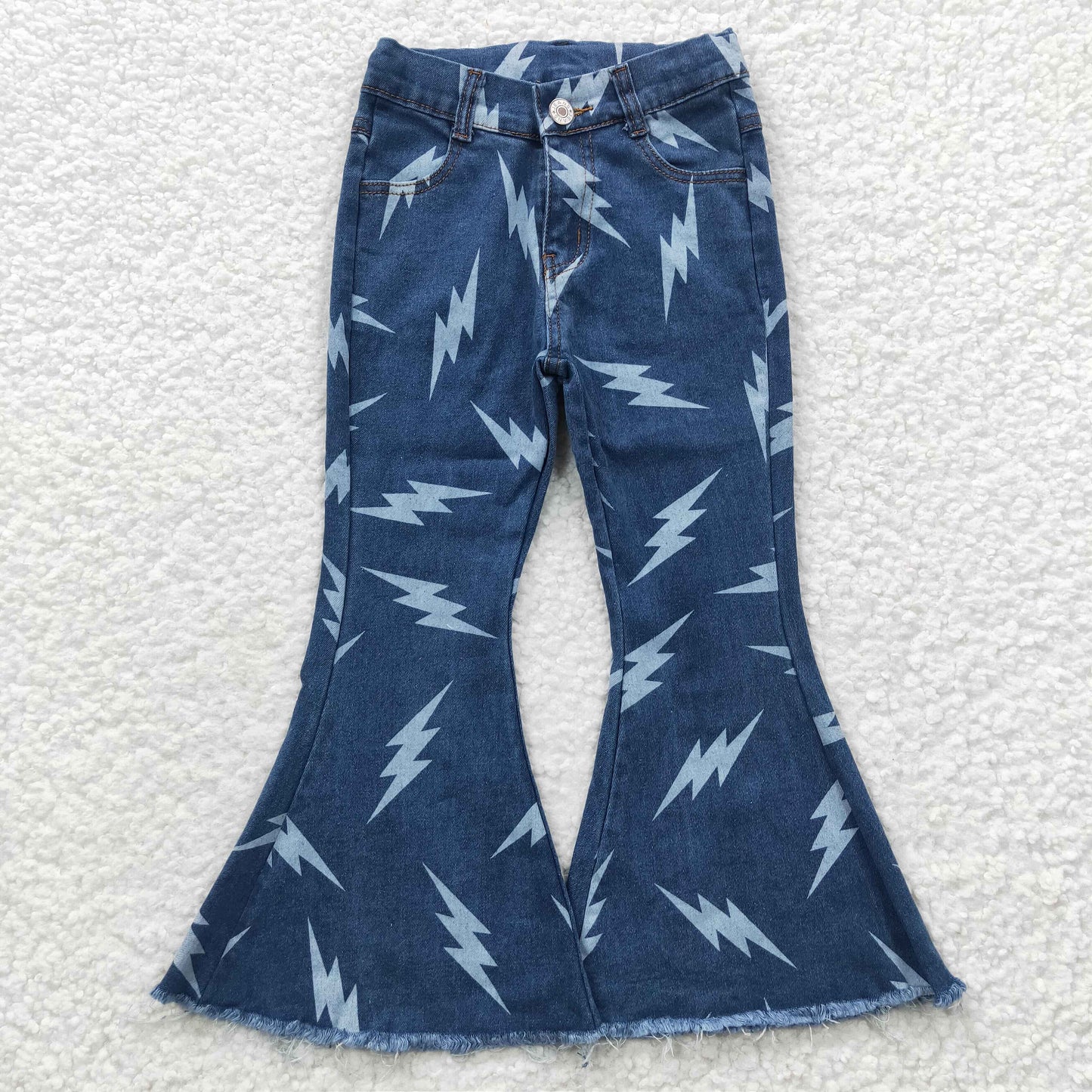 P0128 Girls Blue Flash Denim Bell Bottom Jeans