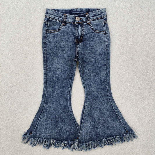 P0132 Blue Tassels Denim Bell Bottom Jeans Girls Pants