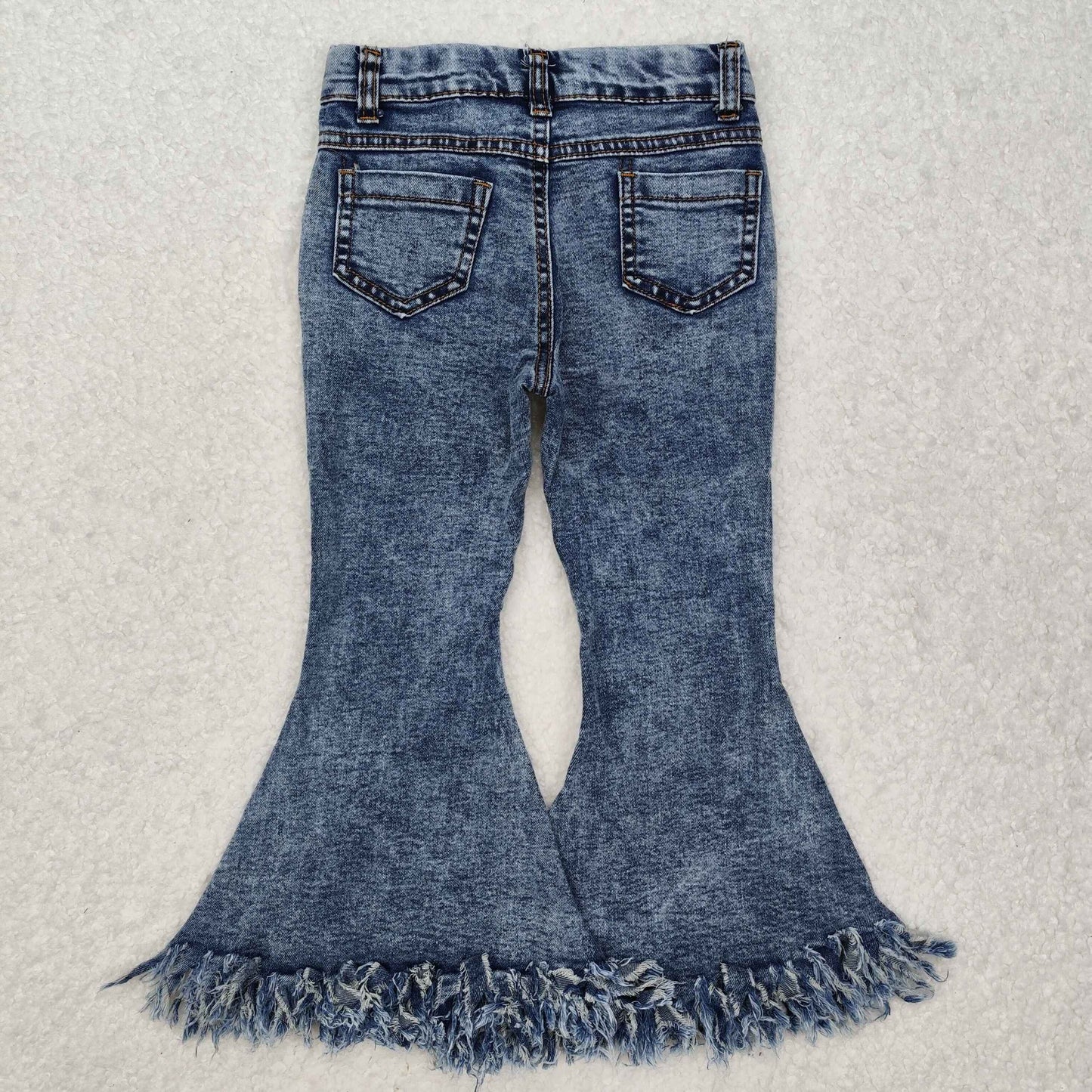 P0132 Blue Tassels Denim Bell Bottom Jeans Girls Pants