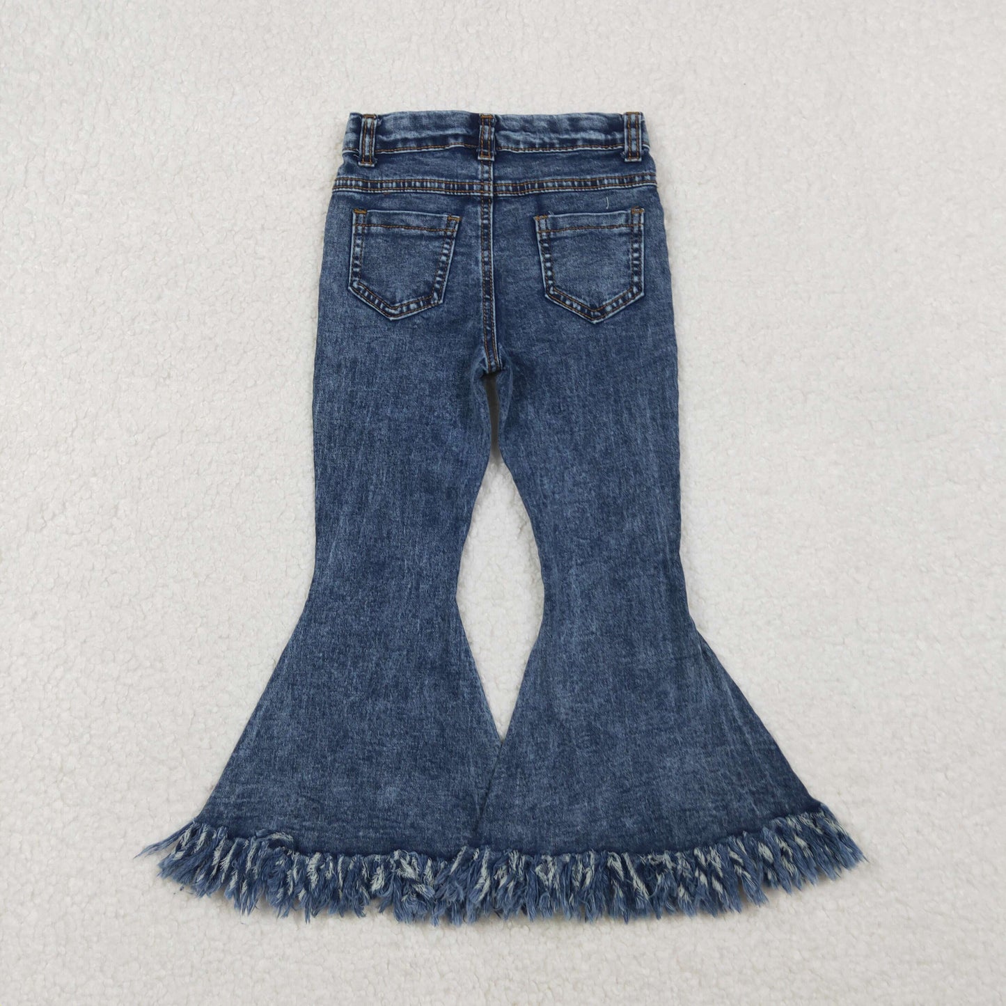 P0132 Blue Tassels Denim Bell Bottom Jeans Girls Pants