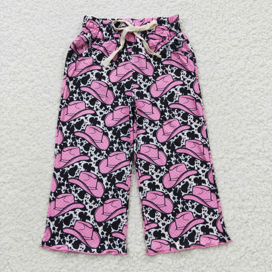 P0137 Hot pink hat cow print western pants