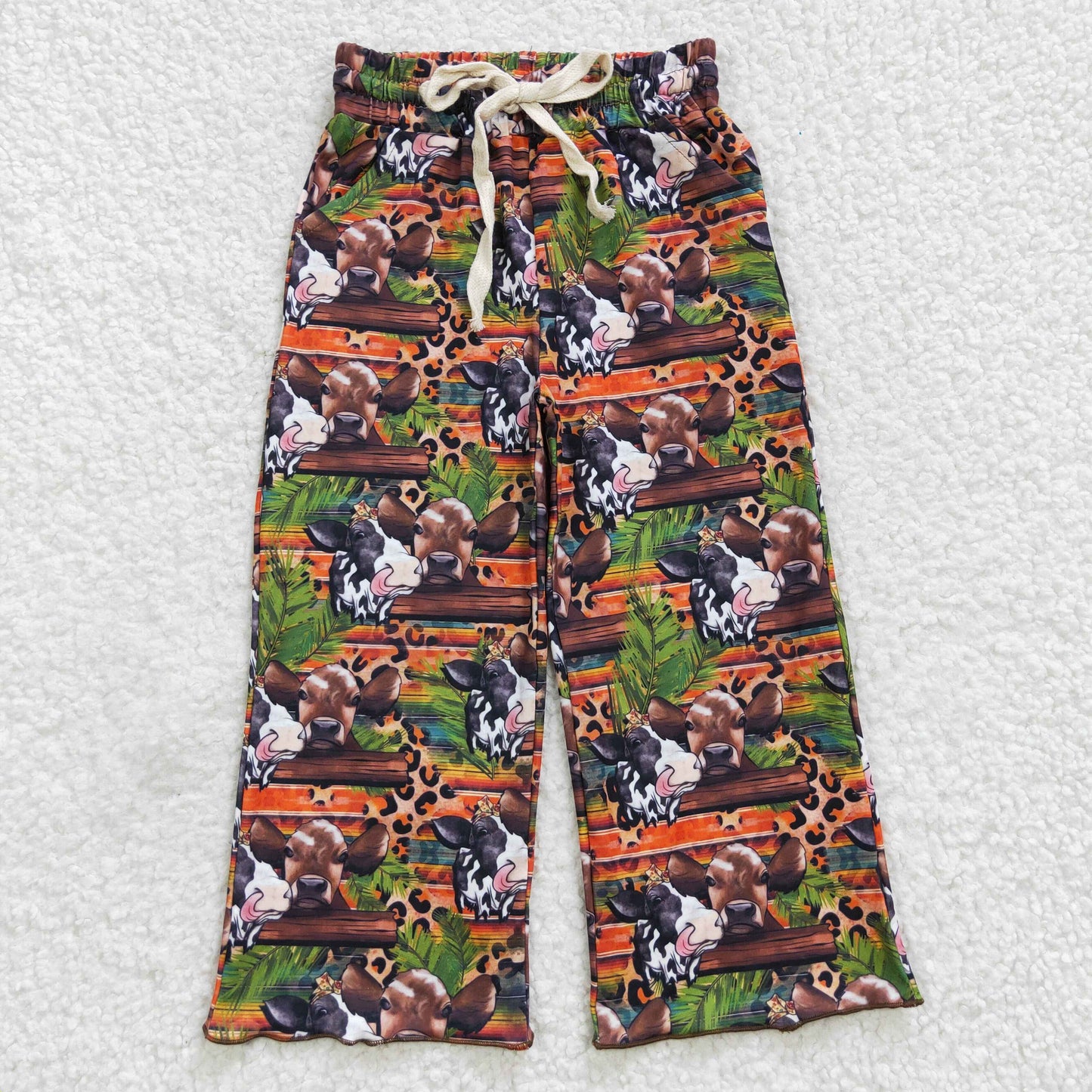 P0141 Cow and leopard print western pants