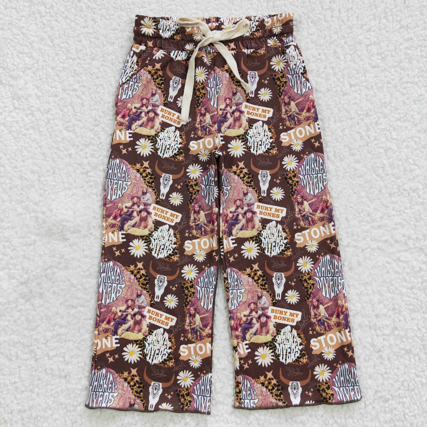 P0142 Singer flowers and leopard print western pants