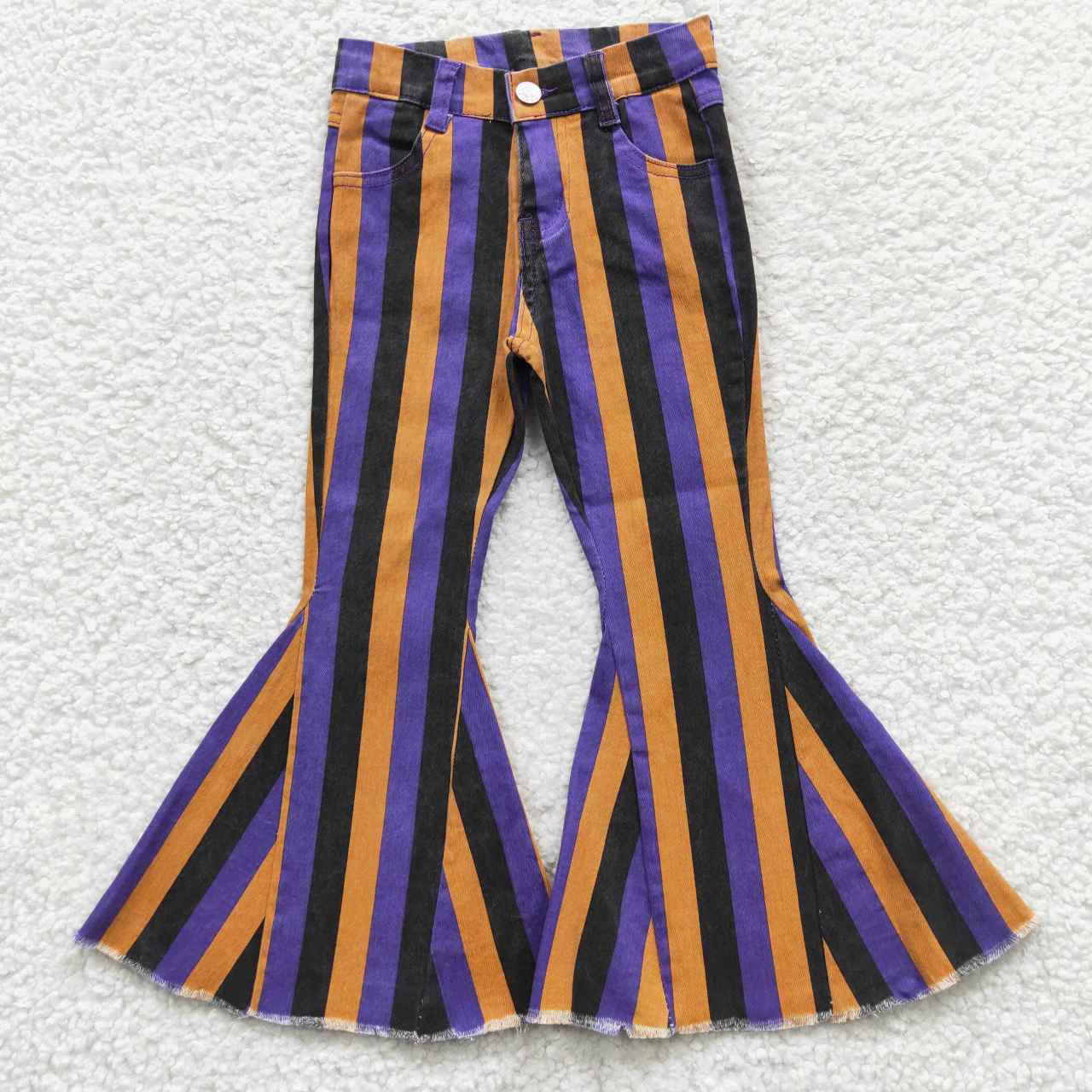 9 Colors Stripes Denim Bell Bottom Jeans Girls Pants Sisters Wear