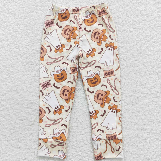 P0166 Girls ghost pumpkin print western legging pants