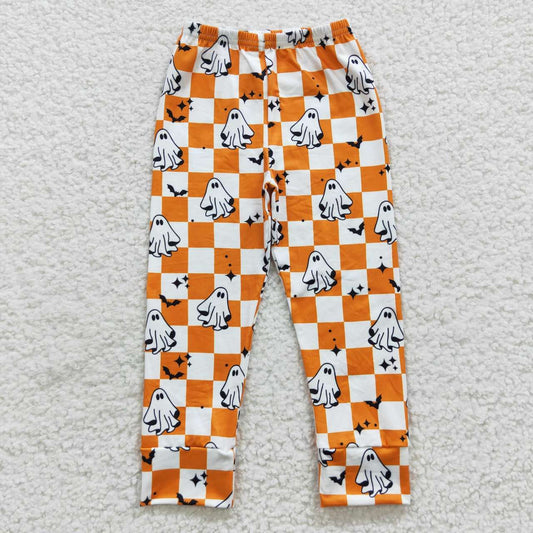 P0167 Girls ghost orange gingham print Halloween legging pants