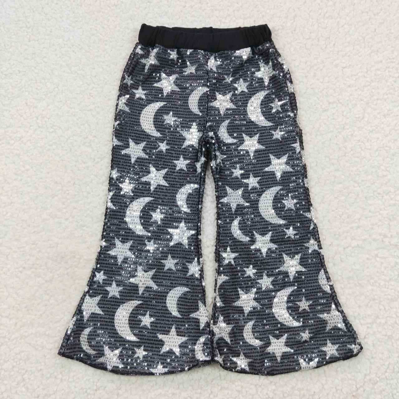 P0245 Black Moon Sequin Bell Bottom Pants