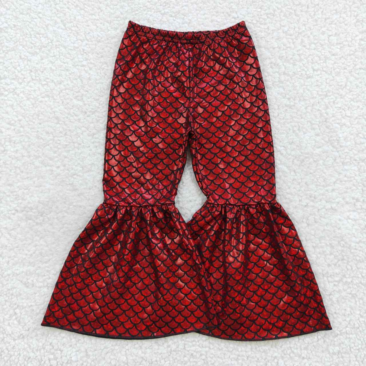 5 Colors Mermaid Scale Holographic Spandex Bell Bottom Pants Sisters Wear