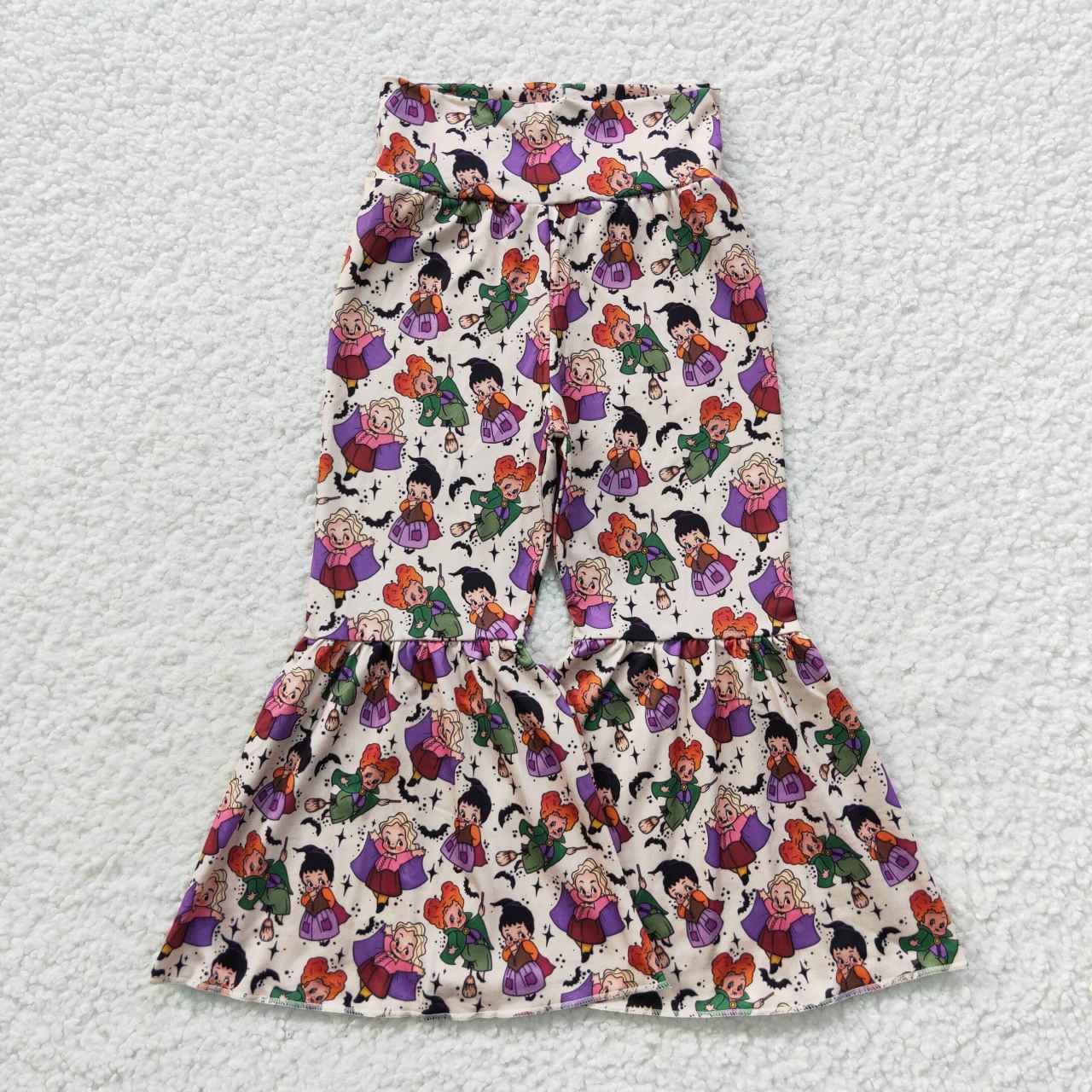 P0256 Girls cute Halloween witch print bell bottom pants