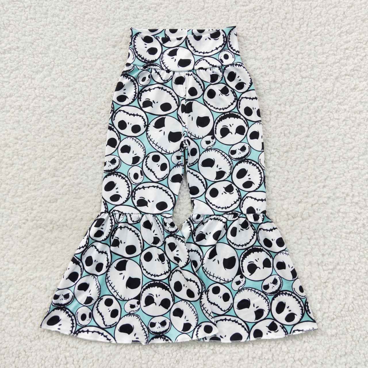 P0258 Girls Halloween face bell bottom pants