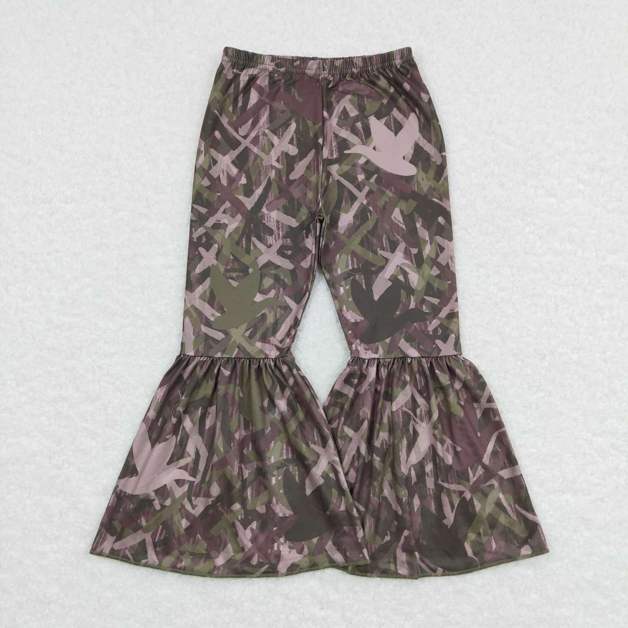 P0311 Branch Camo Duck Print Girls Bell Bottom Pants