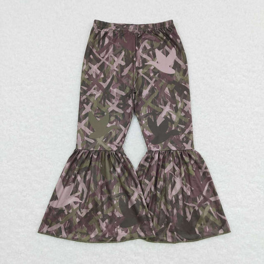 P0311 Branch Camo Duck Print Girls Bell Bottom Pants