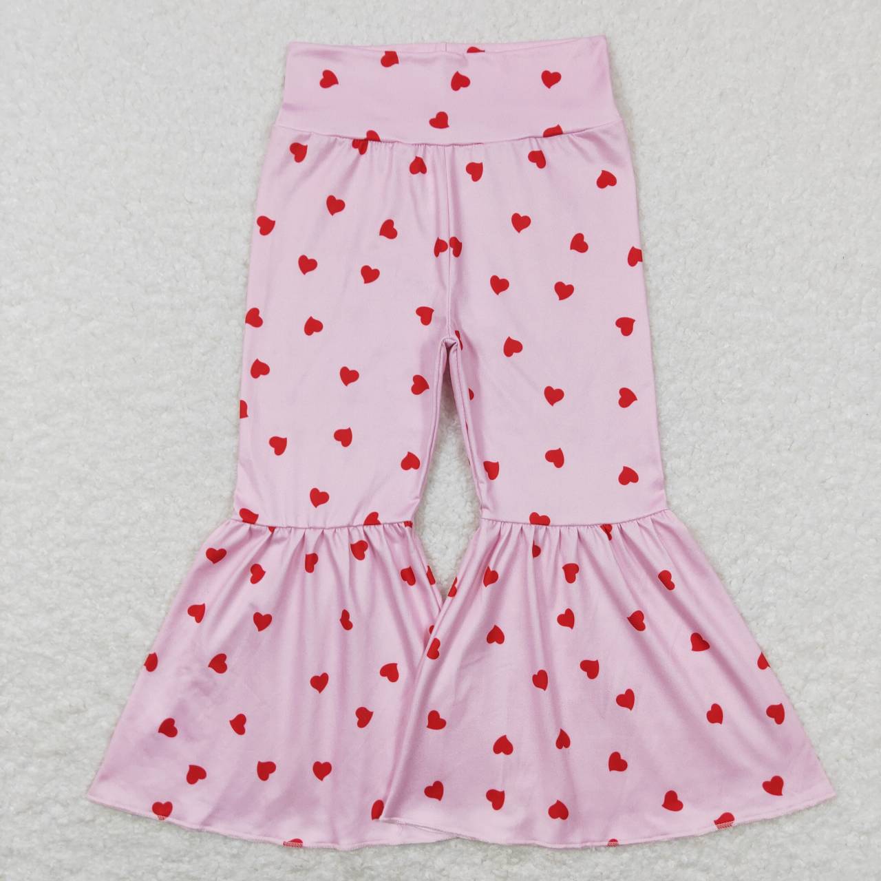 GLP1115 Tractors Heart Top Pink Bell Pants Girls Valentine's Clothes Set