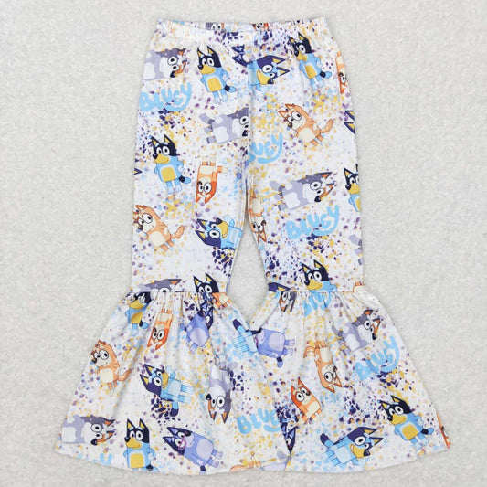 P0370 Cartoon Dog Print Bell Bottom Pants