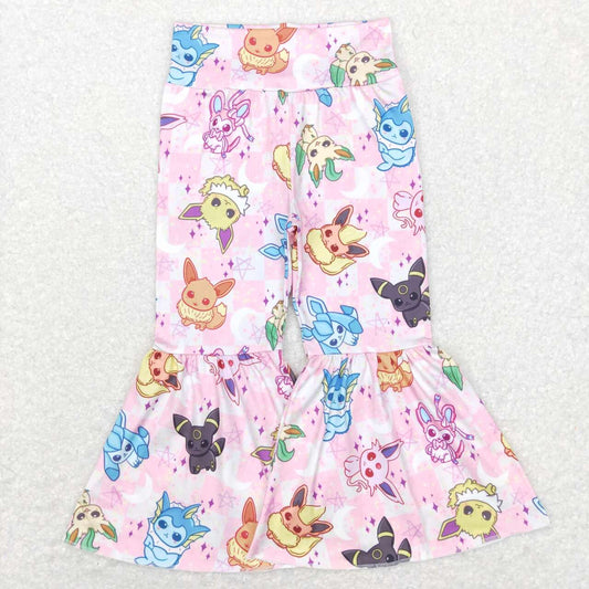 P0384 Cartoon Animals Print Bell Bottom Pants