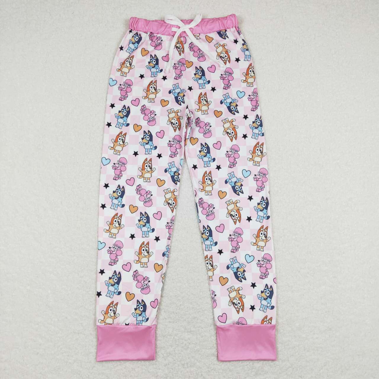 Cartoon Dog Pink Heart Print Family Valentine's Day Matching Clothes