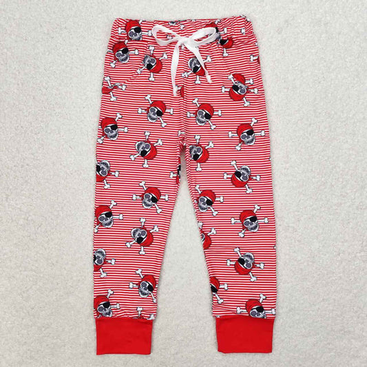 P0479   Skull Red Stripes Print Kids Halloween Pants