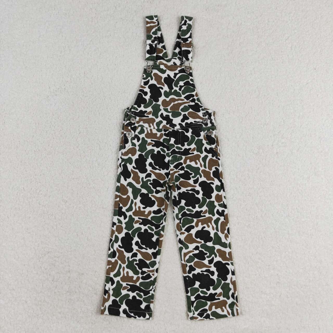 BSPO0585 Duck Brown Top Camo Denim Suspender Overall Jumpsuit Boys Fall Hunting Clothes Set