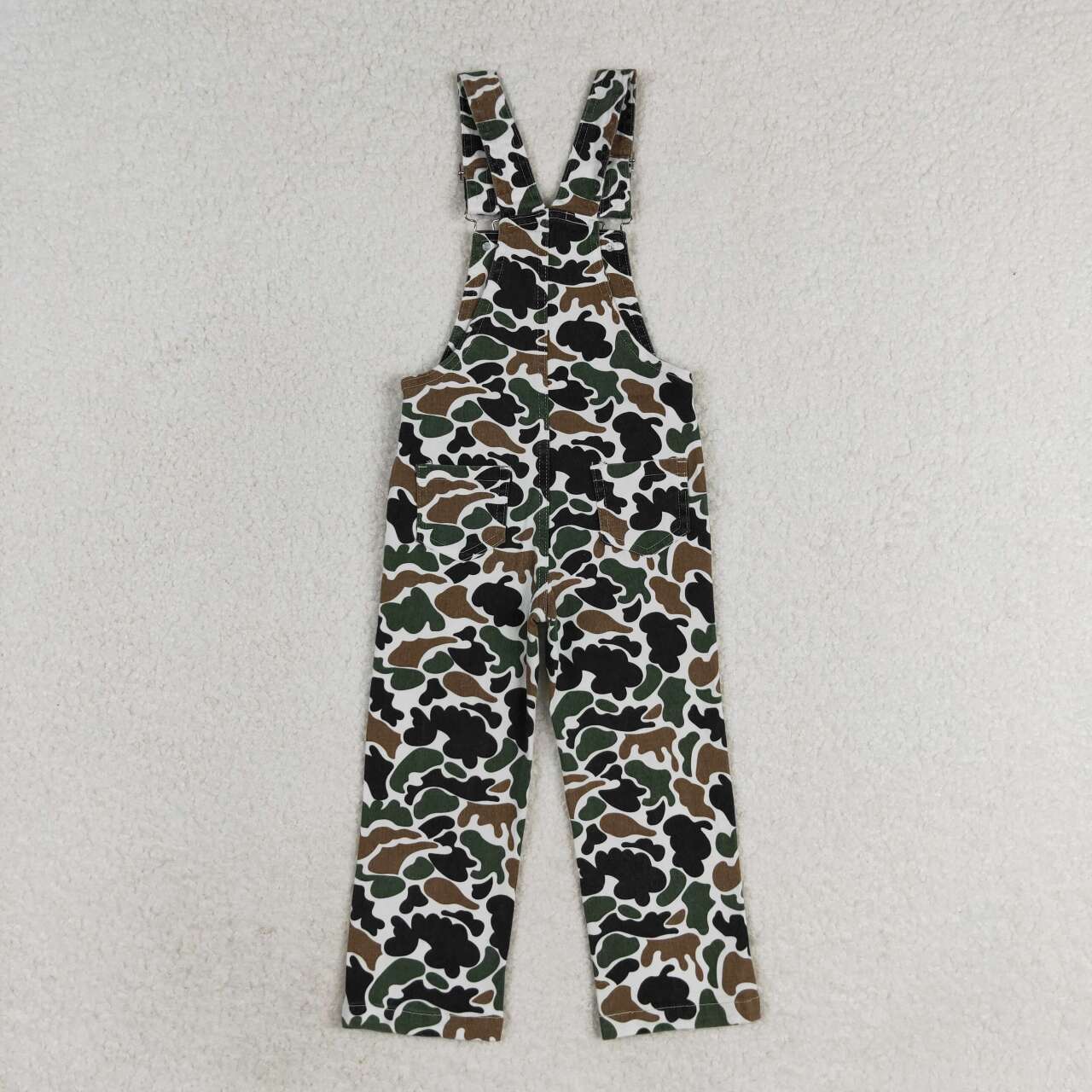 BSPO0585 Duck Brown Top Camo Denim Suspender Overall Jumpsuit Boys Fall Hunting Clothes Set