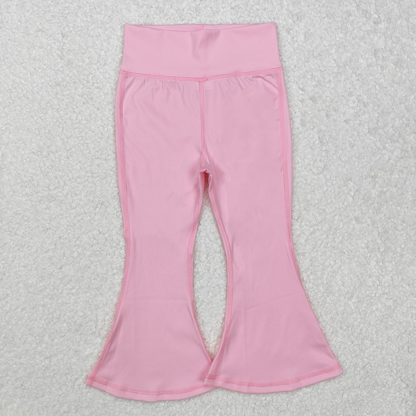 P0576 Light Pink Color Girls Bell Bottom Yoga Pants
