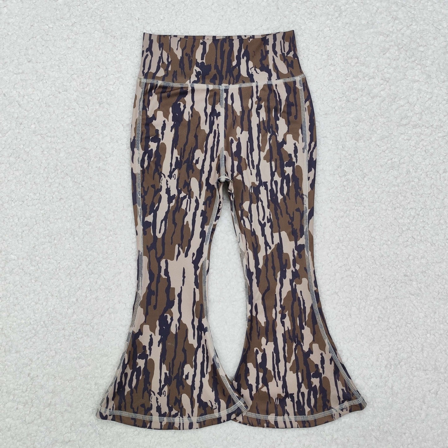 P0691 Camo Print Girls Yoga Bell Bottom Pants