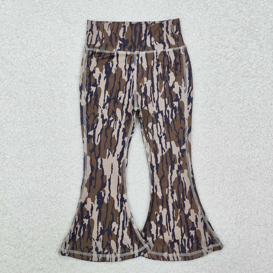 P0691 Camo Print Girls Yoga Bell Bottom Pants