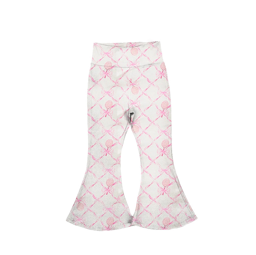 (Pre-order)P0717 Pink Tennis Bow Girls Yoga Bell Bottom Pants