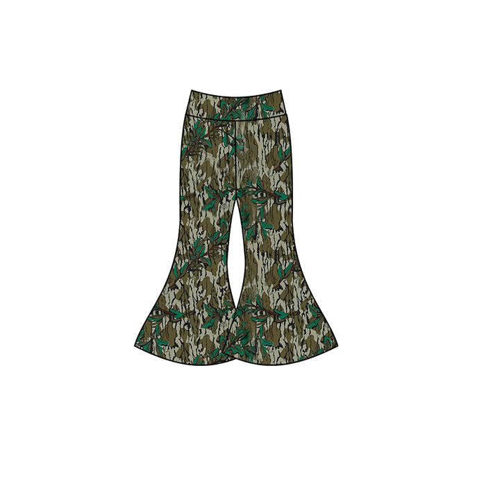 (Pre-order)P0718 Camo Branch Girls Yoga Bell Bottom Pants