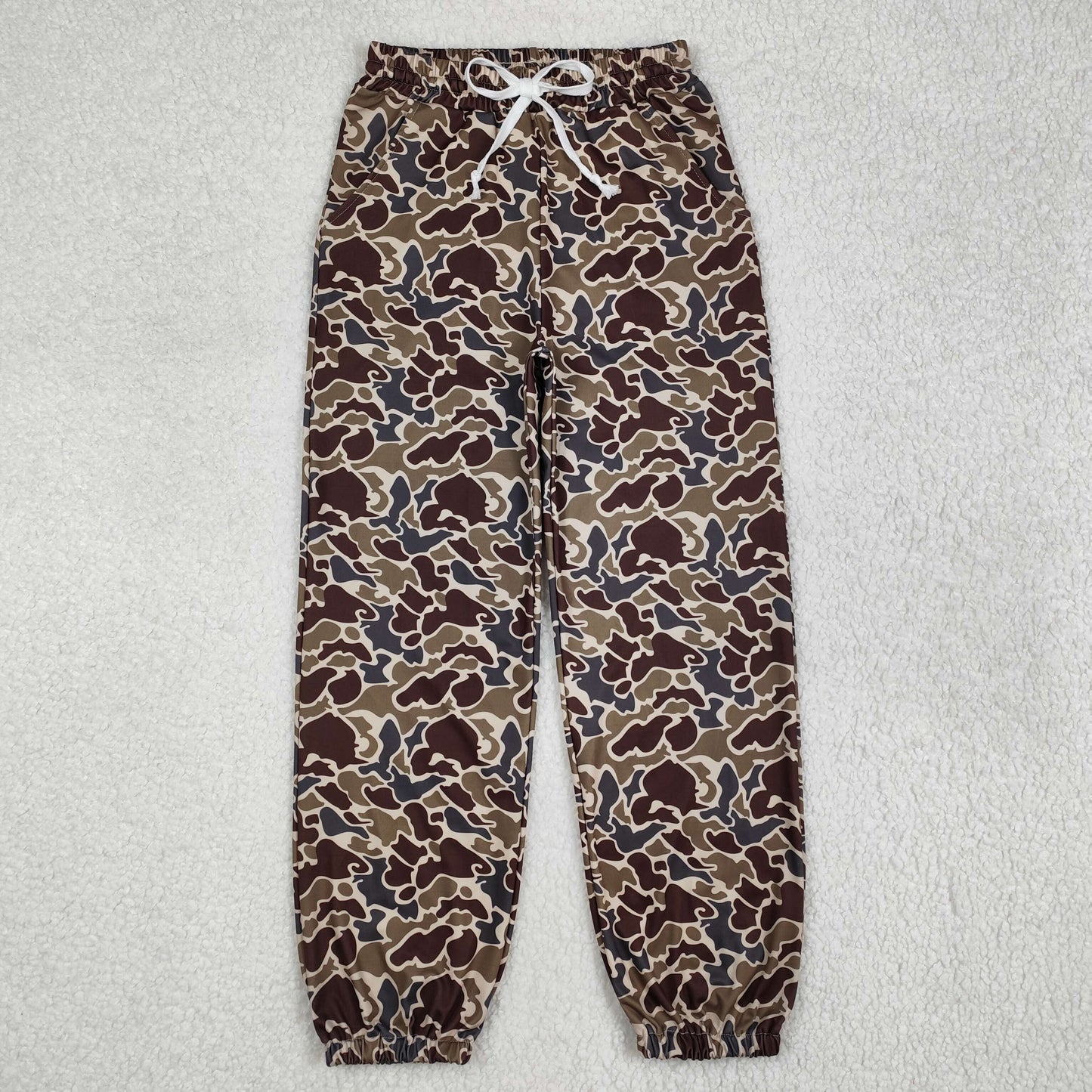 P0724 Adult Dark Borwn Camo Print Woman Pockets Bottom Pants Yoga Joggers