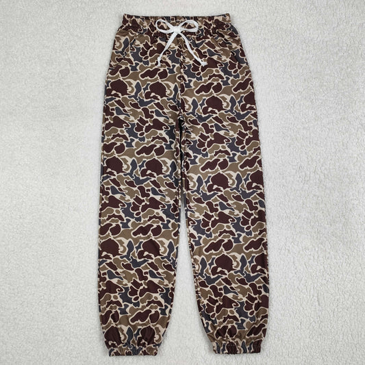 P0724 Adult Dark Borwn Camo Print Woman Pockets Bottom Pants Yoga Joggers