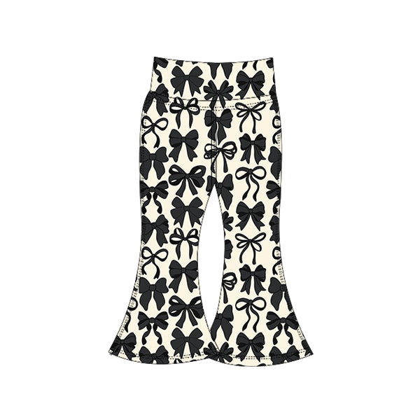 (Pre-order)P0775 Black Bows Girls Yoga Bell Bottom Pants
