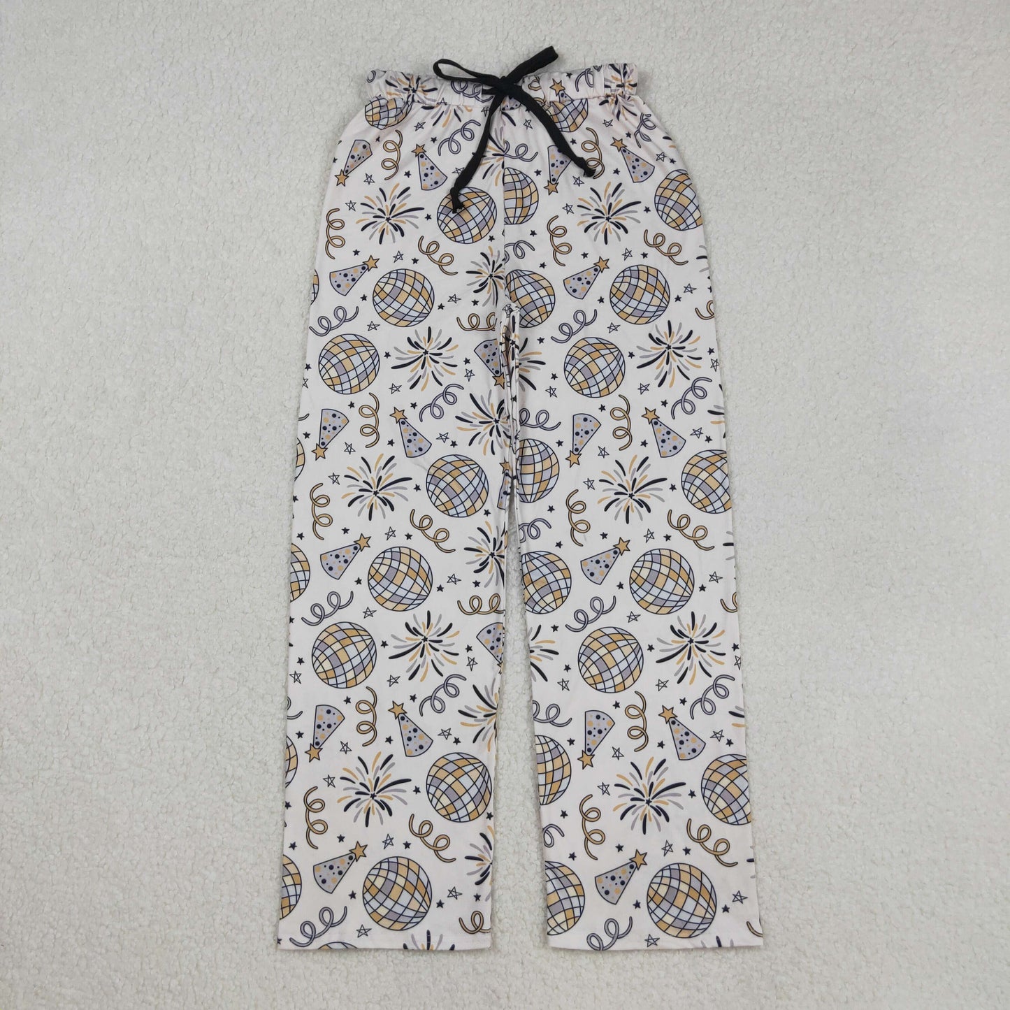 P0792 Adult Happy New Year Print Woman Pajamas Pants