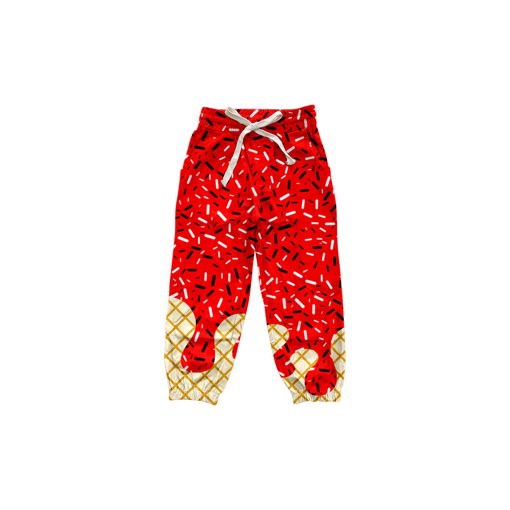 (Pre-order)P0815 Red Sprinkles Print Kids Joggers Yoga Pants