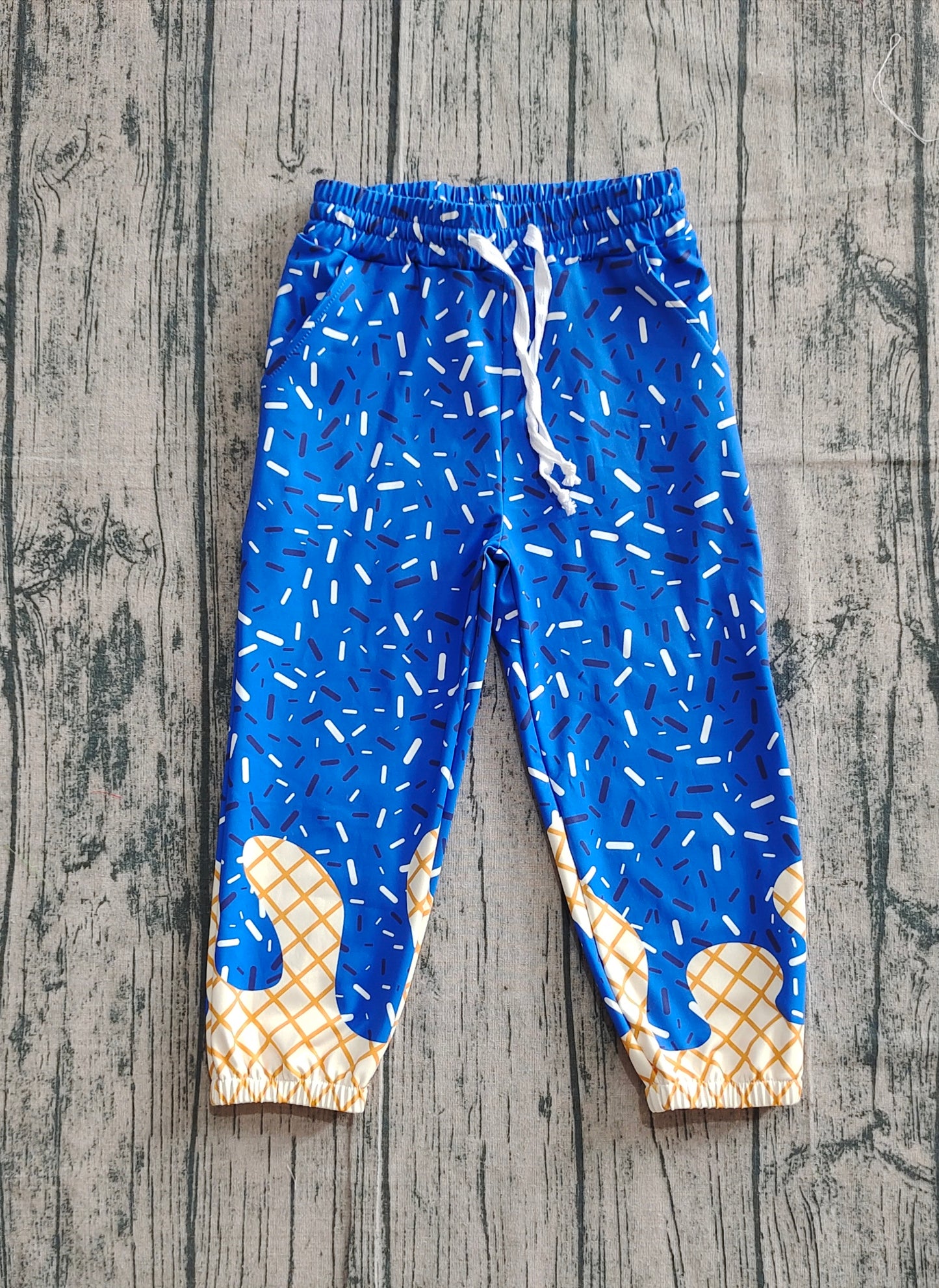 (Pre-order)P0818 Blue Sprinkles Print Kids Joggers Yoga Pants