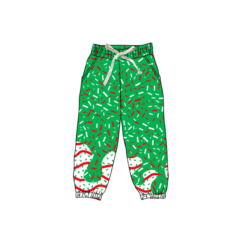 (Pre-order)P0825 Adult Debbie Cake Sprinkles Green Print Woman Christmas Joggers Yoga Pants