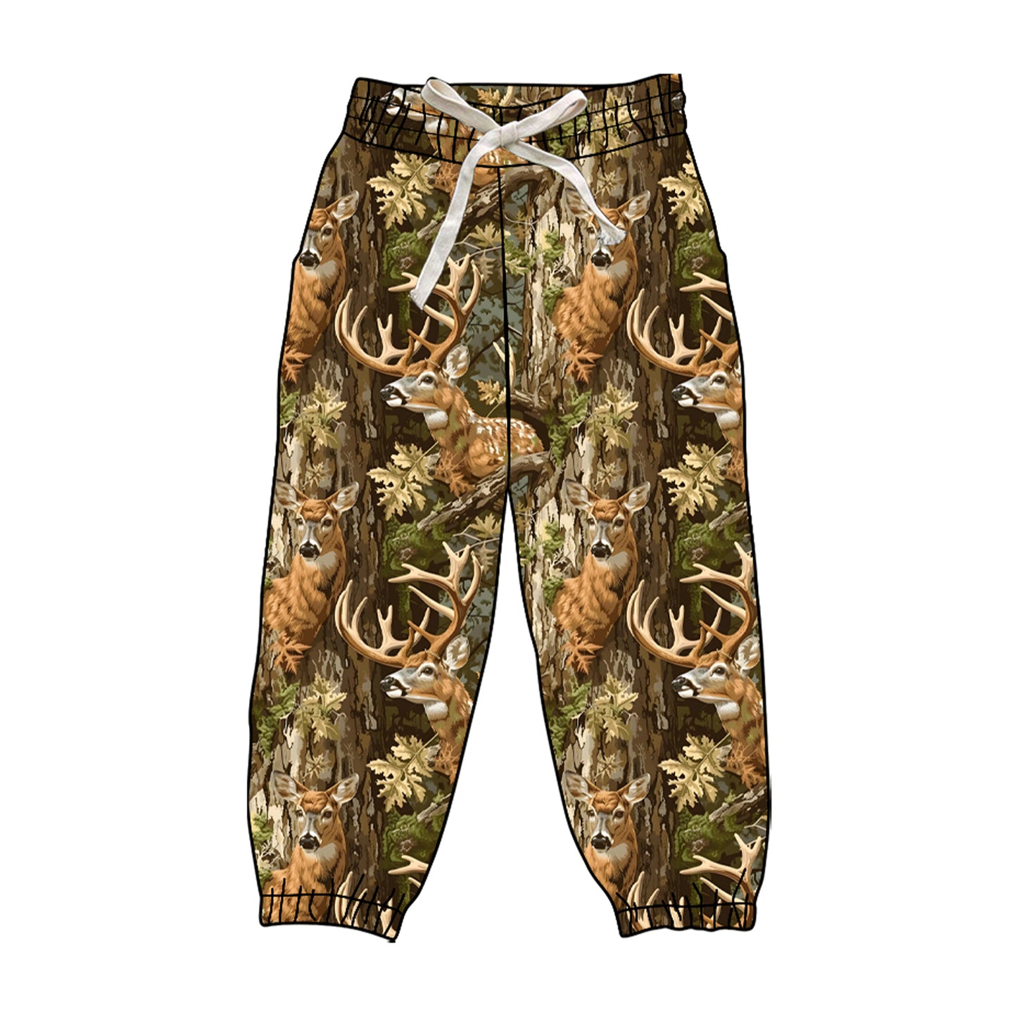 (Pre-order)P0839 Adult Deer Branch Camo Print Woman Joggers Yoga Pants