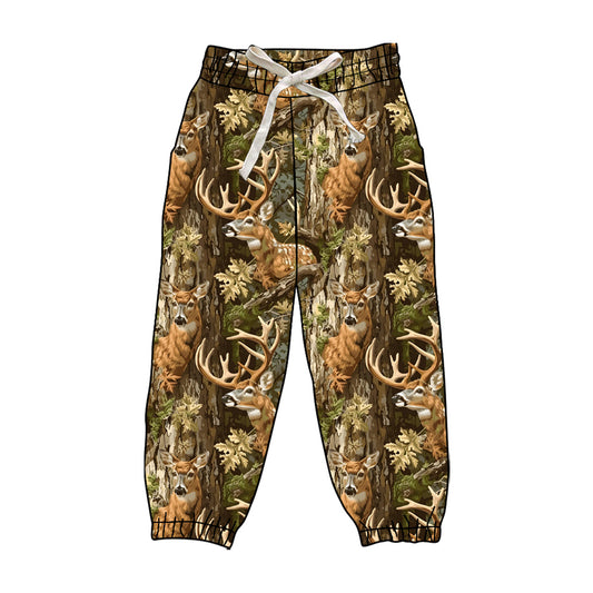 (Pre-order)P0839 Adult Deer Branch Camo Print Woman Joggers Yoga Pants