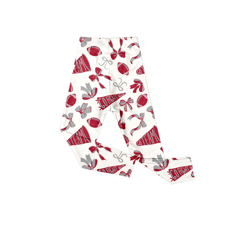 (Pre-order)P0846 Go Team Cheer Bows Red Print Girls Bottom Yoga Pants