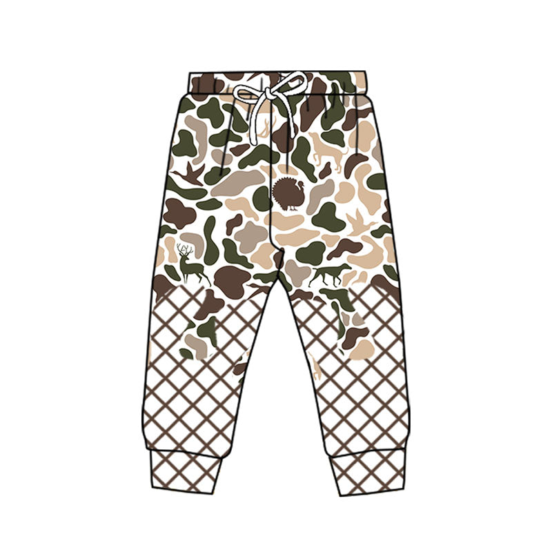 (Pre-order)P0868 Duck Dog Deer Khaki Camo Print Kids Bottom Pants