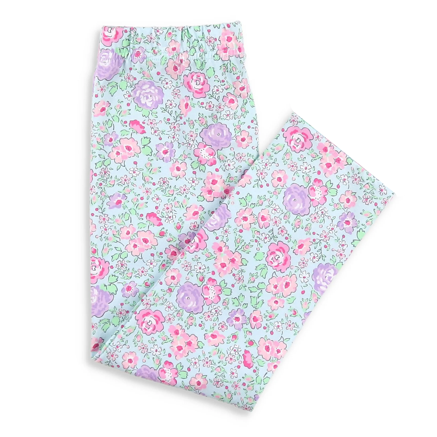 (Pre-order)P0872 Purple Pink Flowers Print Girls Bottom Pants