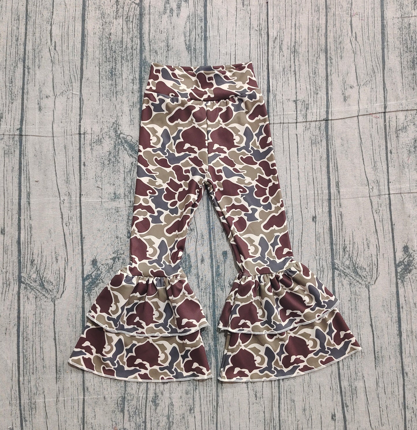 (Pre-order)P0888 Dark Brown Camo Print Girls Bottom Yoga Pants