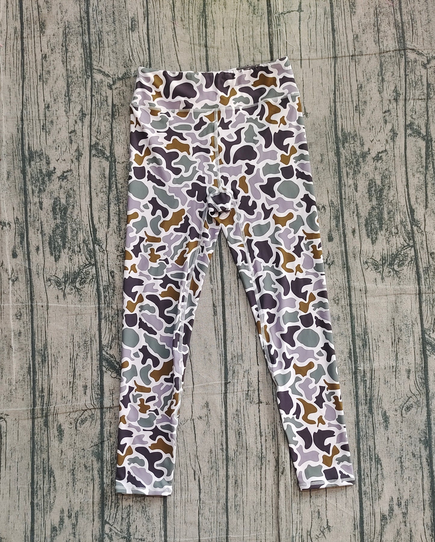 (Pre-order)P0897 Adult Brown Camo Print Woman Yoga Pants