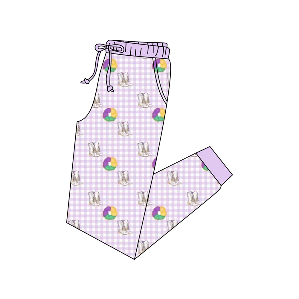 (Pre-order)P0902 Adult Donut Boots Print Woman Mardi Gras Pajamas Pants